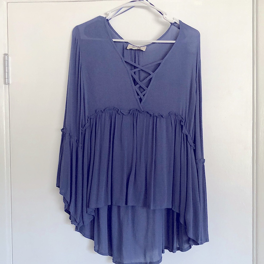 Medium blue boho style shirt